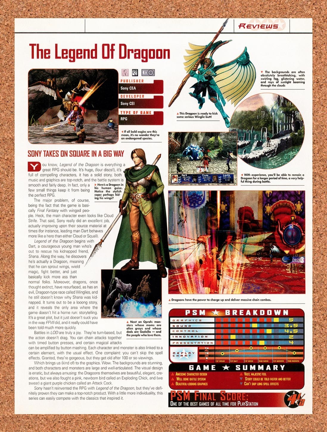 2000 Legend Of Dragoon PS1 Original Advertisement / Retro Promo vr2
