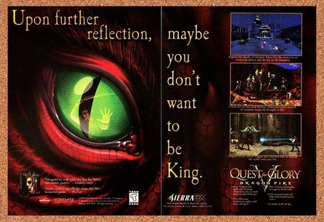 Quest For Glory 5 PC Dragon V Original 2000 Ad Authentic Sierra Video Game Promo