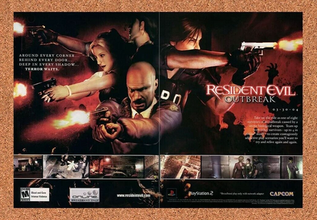 Resident Evil Outbreak PS2 Original 2004 Ad Authentic Video Game Promo Art v1