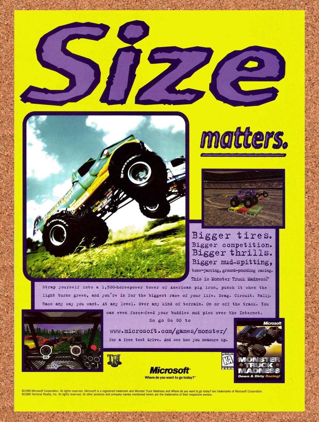 1996 Monster Truck Madness PC Original Advertisement / Retro Promo v1