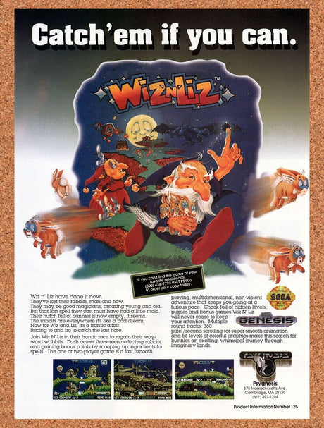 1994 Wiz N Liz Genesis Original Advertisement / Retro Wall Art v1