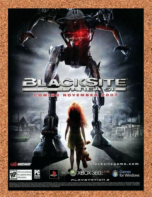 Blacksite Area 51 Xbox 360 Original 2007 Ad Authentic PS3 Game Promo Art