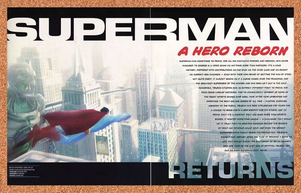 SuperMan Return Xbox Original 2007 Ad Authentic DC Comics EA Video Game Promo