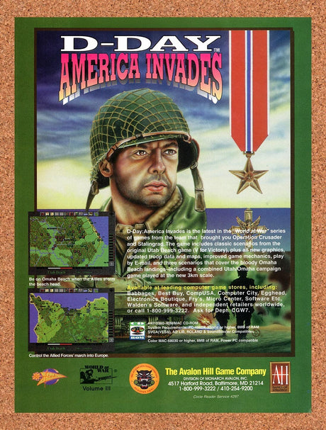 1995 D-Day America Invades PC Original Advertisement / Retro Wall Art v1