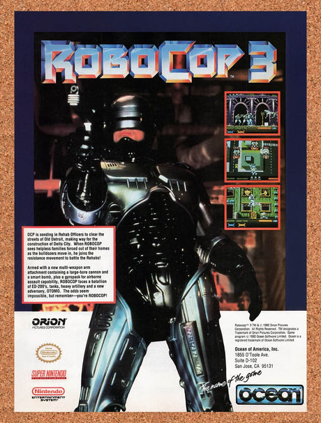 1992 Robocop 3 SNES Original Advertisement / Retro Wall Art v2