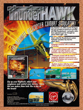 1992 Thunderhawk AH-73M Amiga Original Advertisement / Retro Promo v1