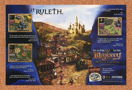 Majesty The Fantasy Kingdom SIM PC Original 2002 Ad Authentic Video Game Promo