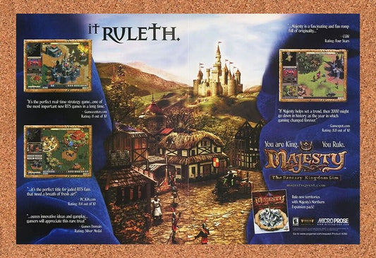 Majesty The Fantasy Kingdom SIM PC Original 2001 Ad Authentic Video Game Promo