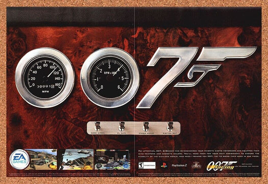 007 Racing PS2 Original 2002 Print Ad Authentic James Bond Video Game Art Promo