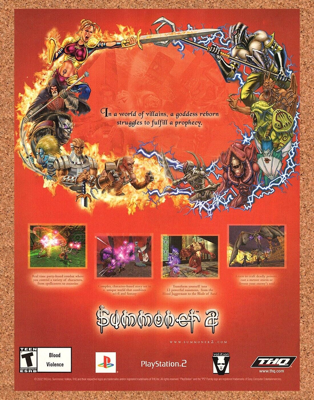 Summoner 2 PS2 Original 2003 Print Ad Authentic THQ Video Game Promo Wall Art 1
