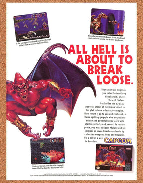 Demons Crest SNES Original 1994 Print Ad Authentic Capcom Video Game Art Promo