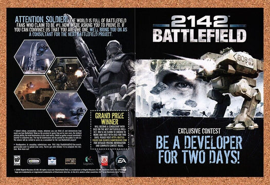 Battlefield 2142 PC Original 2005 Ad Authentic Sweepstakes Video Game Promo