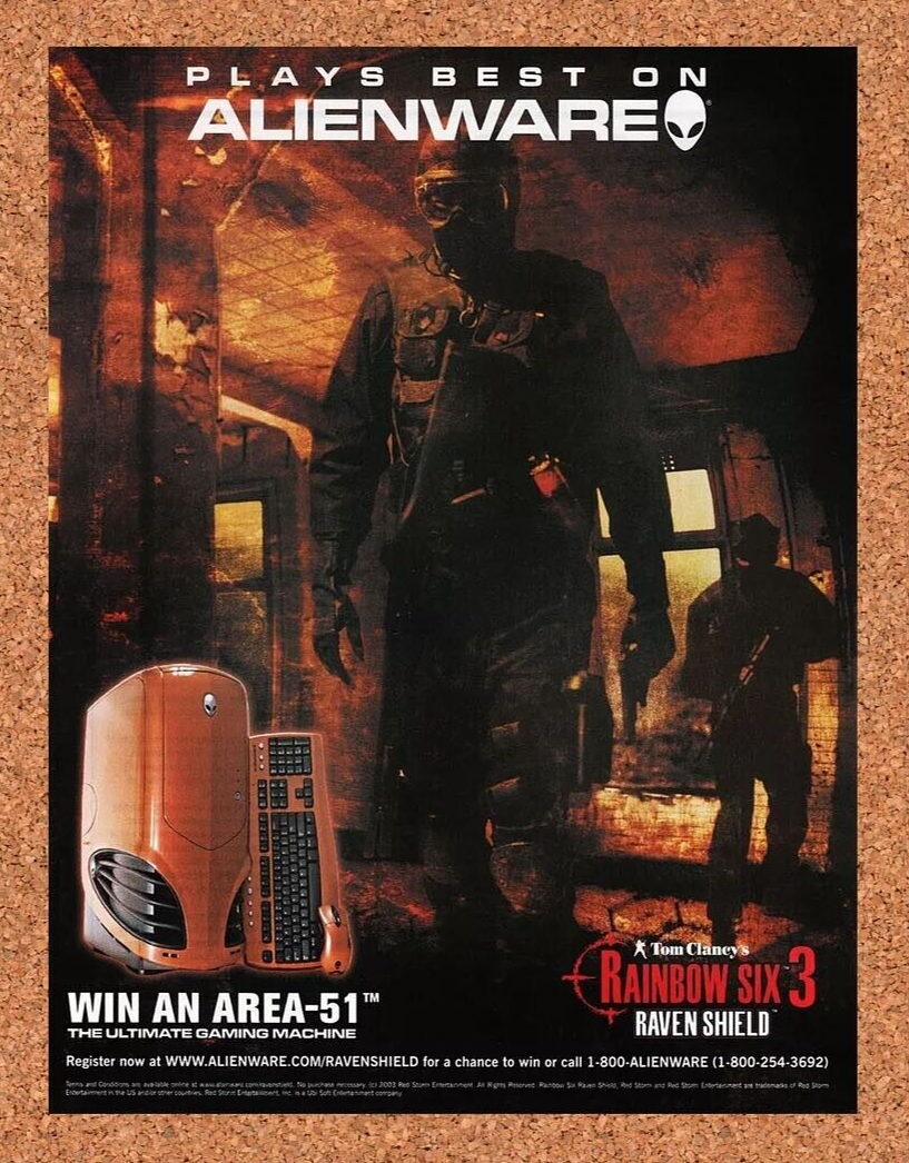 Rainbow Six 3 Raven Shield Original 2005 Ad Authentic Alienware Video Game Promo