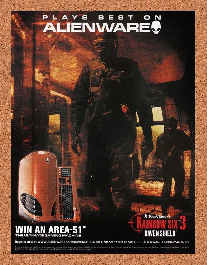 Rainbow Six 3 Raven Shield Original 2004 Ad Authentic Alienware Video Game Promo