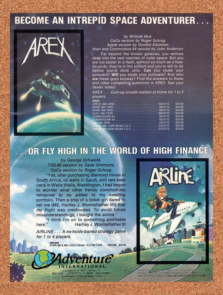 1983 Adventure International MS-DOS Games Arex Original Ad / Retro Wall Art v1