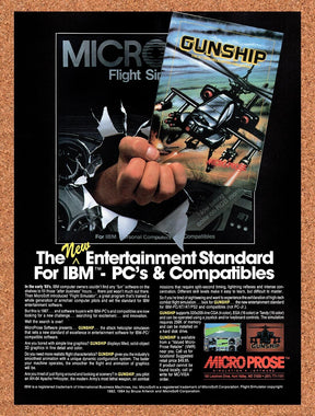 1987 Gunship The Attack Helicopter Simulation Tandy Original Ad / Wall Art v2
