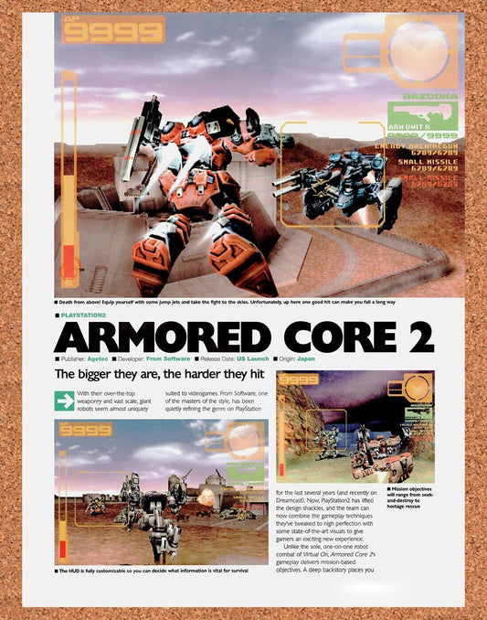 Armored Core 2 PS2 Original 2001 Vintage Ad - Video Game Review Promo