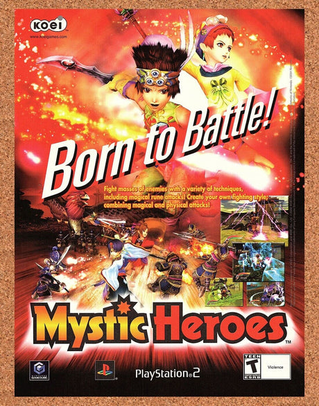 Mystic Heroes PS2 Original 2003 Ad Authentic Koei Video Game Promo Wall Art