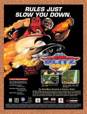 1999 NFL Blitz 2000 N64 Original Advertisement / Retro Promo v1