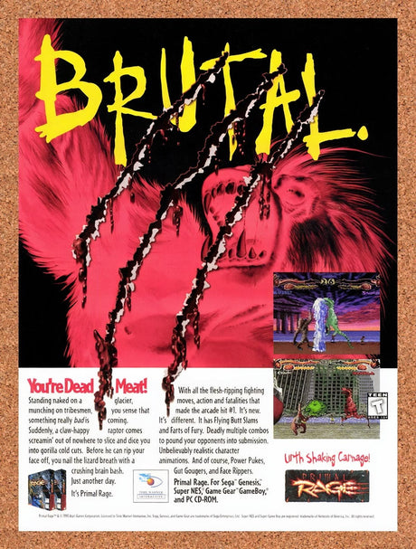 1995 Primal Rage Genesis Original Advertisement / Retro Promo v3