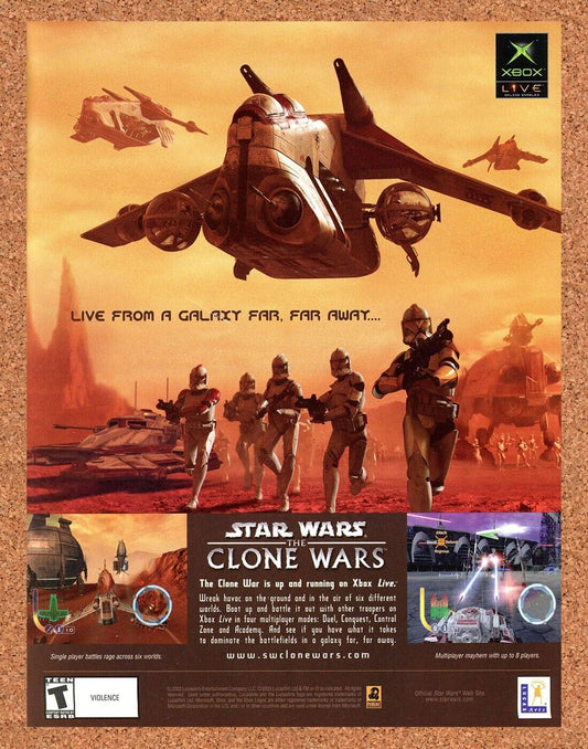 Star Wars the Clone Wars Xbox Original 2002 Print Ad Authentic Video Game Promo