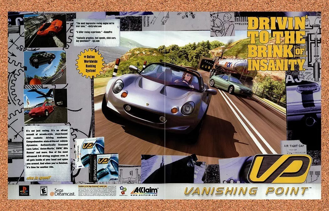 2000 Vanishing Point PS1 Original Advertisement / Retro Promo v2