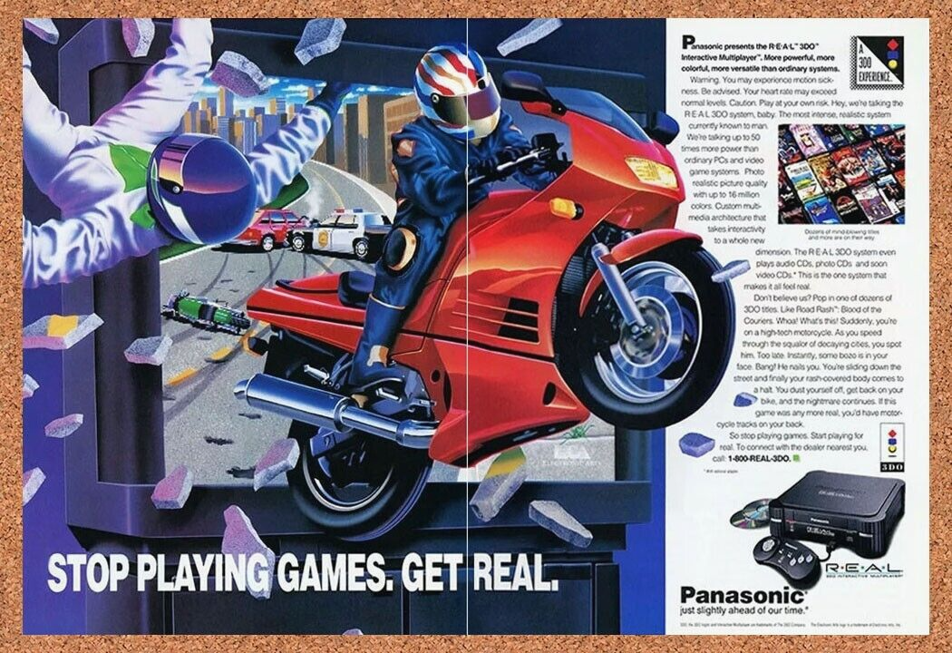 Panasonic 3DO Console Original 1992 Print Ad Authentic Video Game Promo Art