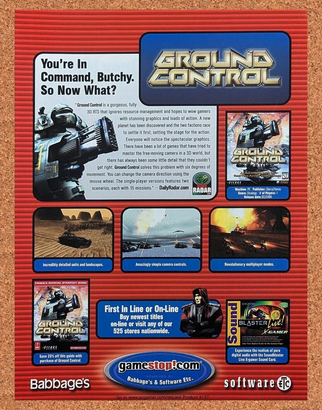 Ground Control PC Original 2002 Ad Authentic GameStop Babbages Video Game Promo