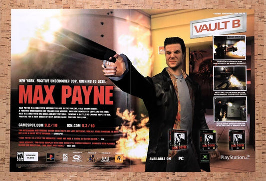 2000 Max Payne Xbox Original Advertisement / Retro Wall Art v11