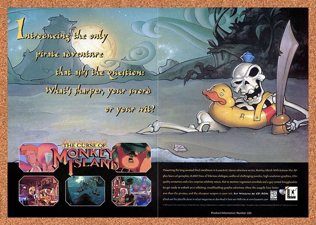 The Curse of Monkey Island PC Game Original 1997 Ad Authentic Promo