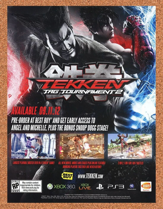 Tekken Tag Tournament 2 PS3 Original 2013 Ad Authentic Best Buy Video Game Promo