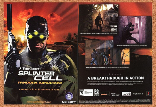 Splinter Cell Pandora Tomorrow PS2 Original 2003 Ad Authentic Video Game Promo