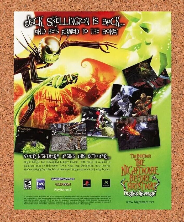 Tim Burton The Nightmare Before Christmas PS2 Original 2006 Ad Authentic