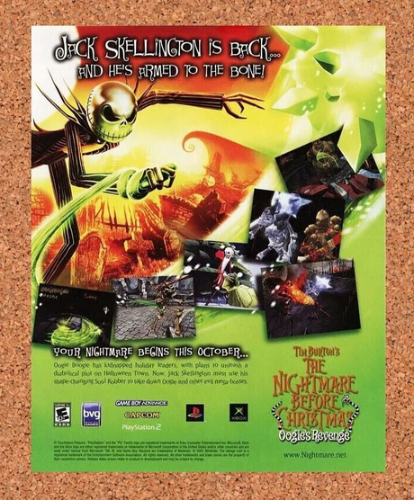 Tim Burton The Nightmare Before Christmas PS2 Original 2006 Ad Authentic