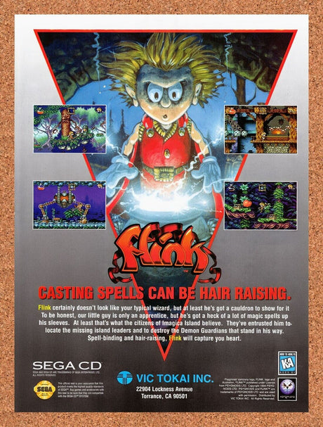 1995 Flink Sega CD Original Advertisement / Retro Wall Art v1