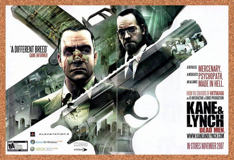 Kane & Lynch Dead Men PC Original 2007 Vintage Ad - Video Game Art Promo