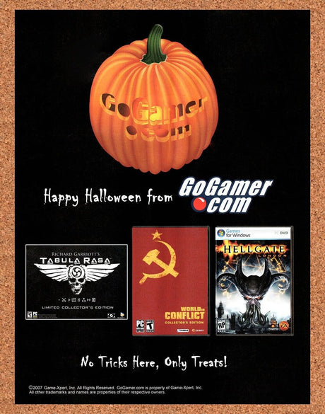Go Gamer Halloween Original 2007 Vintage Ad - Online PC Games Video Game Promo