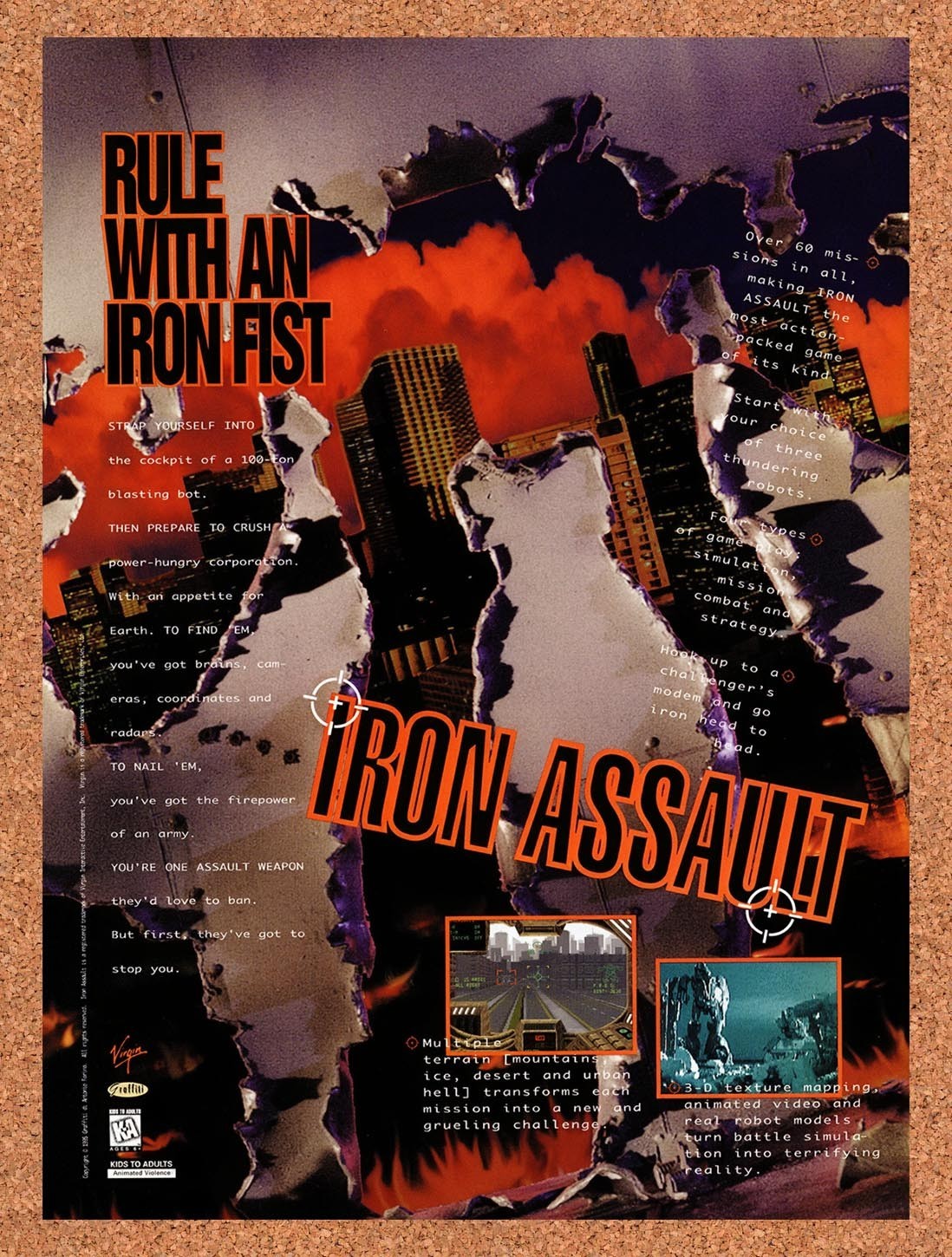 1995 Iron Assault MS-DOS Original Advertisement / Retro Promo v1