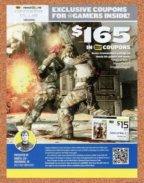 Gears Of War 3 Xbox 360 Original 2015 Ad Authentic Best Buy Video Game Rebate