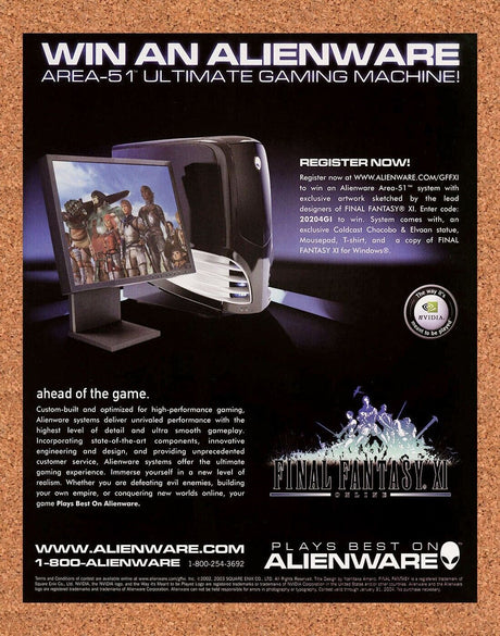 Final Fantasy XI Online Alienware Original 2005 Ad Authentic PC Contest Promo
