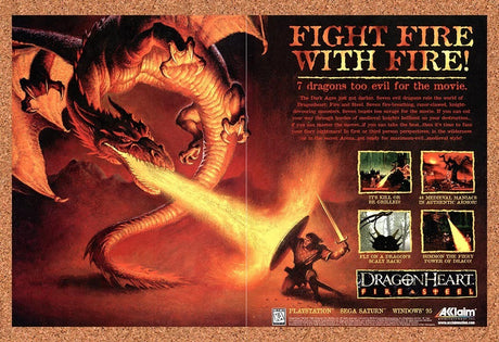 1996 Dragon Heart Fire & Steel PS1 Original Advertisement / Retro Promo v1