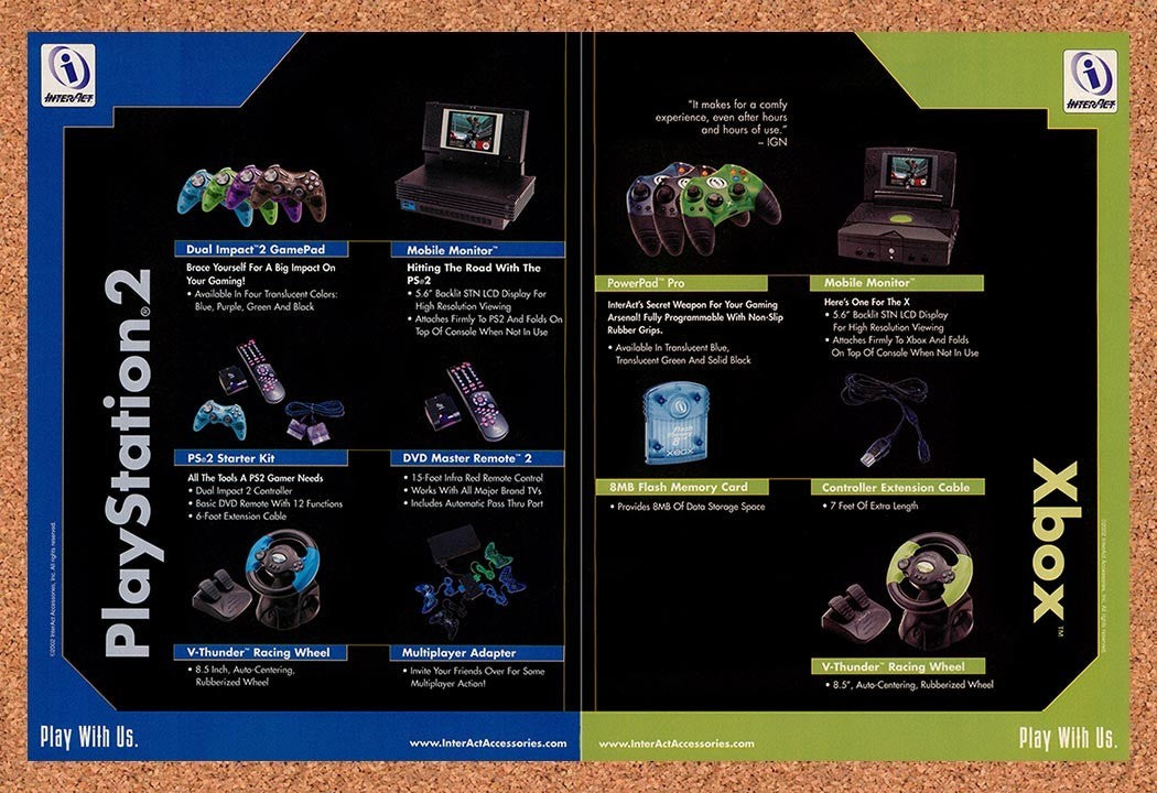 2002 InterAct PS2 & Xbox Accessories Original Advertisement / Retro Promo v10
