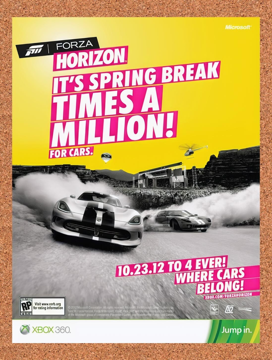 2012 Forza Horizon Xbox 360 Original Advertisement / Retro Wall Art v3