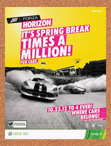 2012 Forza Horizon Xbox 360 Original Advertisement / Retro Wall Art v3