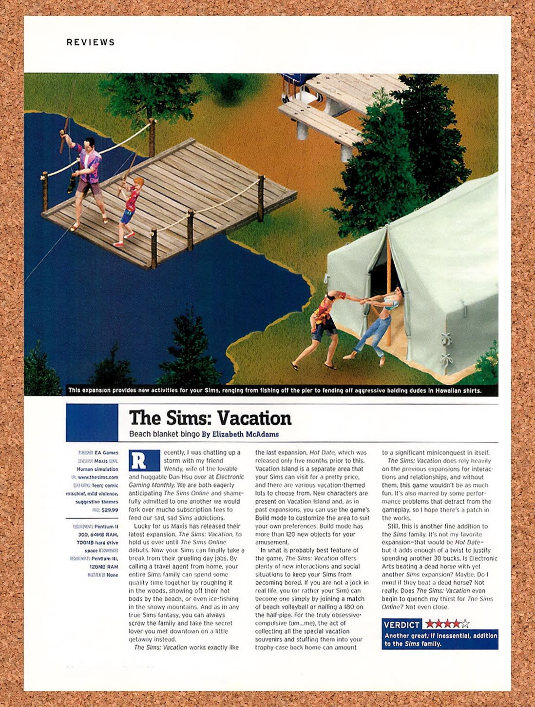 2002 Sims Vacation PC Original Advertisement / Retro Promo vr1