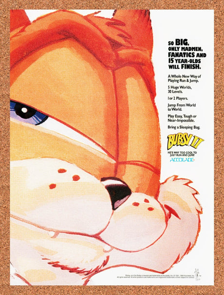 1994 Bubsy II SNES Original Advertisement / Retro Wall Art v2