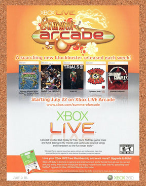 Microsoft Xbox Live Original 2009 Print Ad Authentic Arcade Video Game Promo