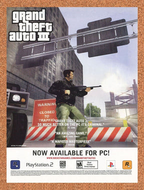 Grand Theft Auto III PS2 Original 2004 Ad Authentic RockStar Video Game Promo