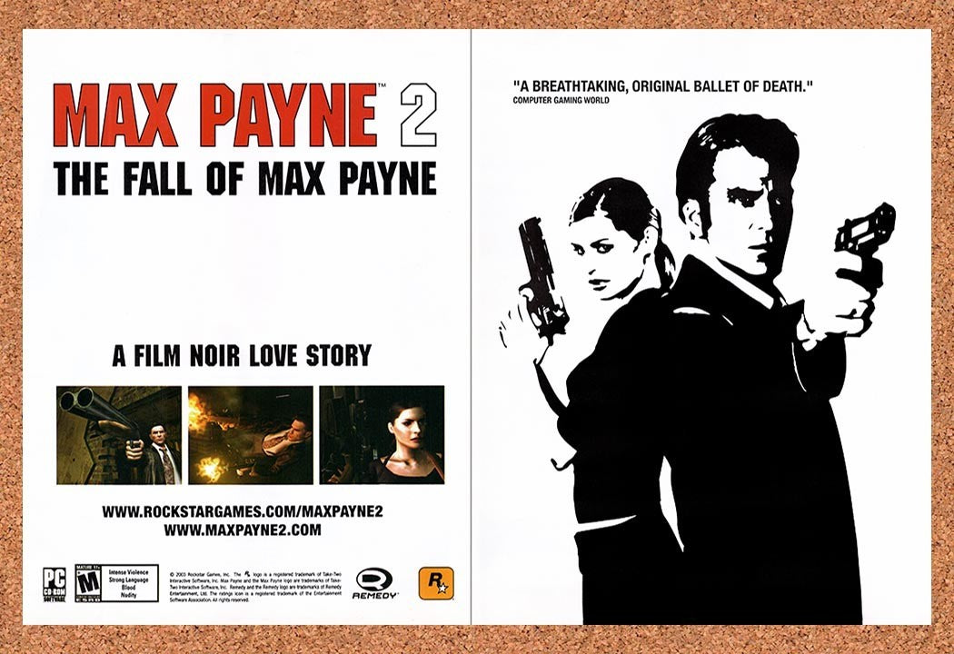 2003 Max Payne 2 The Fall Of Max Payne PS2 Original Advertisement / Promo v2
