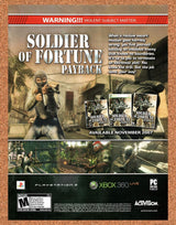 Soldier Of Fortune Payback PC Original 2007 Vintage Ad - Video Game Promo
